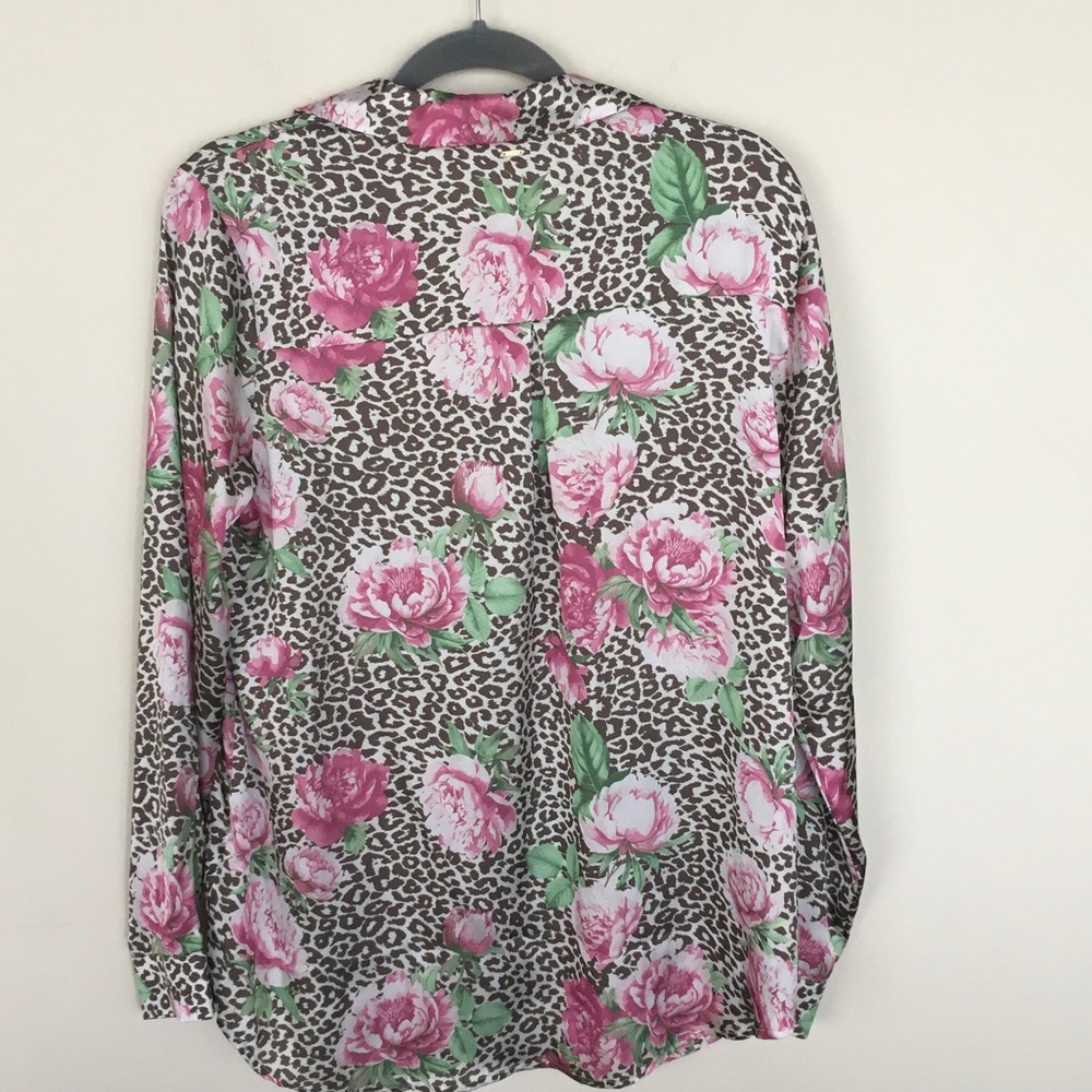NWT Guess Floral Leopard Button-Up Blouse - Picture 5 of 11